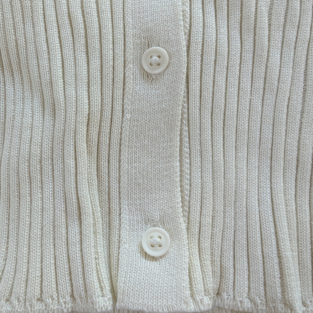 Cream Ribbed Button-Up Shirt - Picture 5 of 6